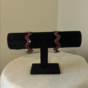 Zigzag Maroon and Gold Cuff Bracelets